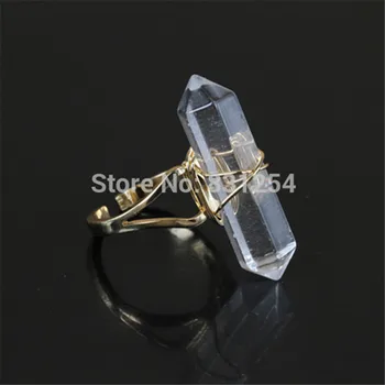

1pc New White Crystal Quartz Gem Stone Ring Retro Druzy Charm Finger Ring Jewelry Gifts