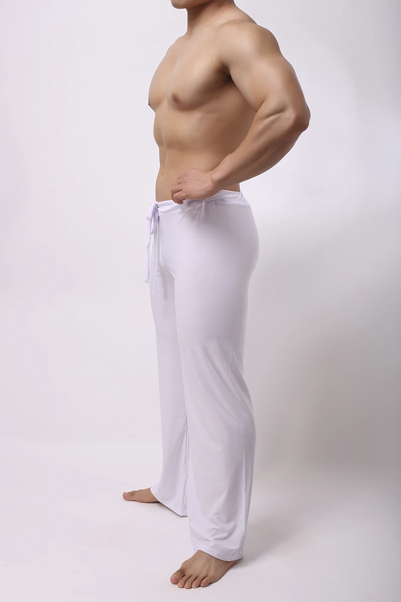 Мужские сексуальные прозрачные пижамные штаны, шелковые прозрачные леггинсы, спандекс, нижнее белье для отдыха