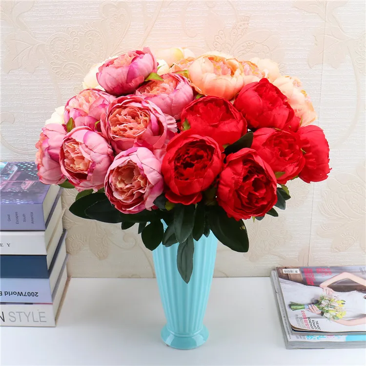 7 heads/bunch Artificial Peony Flowers for Wedding Bouquet Fake Flower for Home Garden Party Decoration DIY Bride Wreath Garland