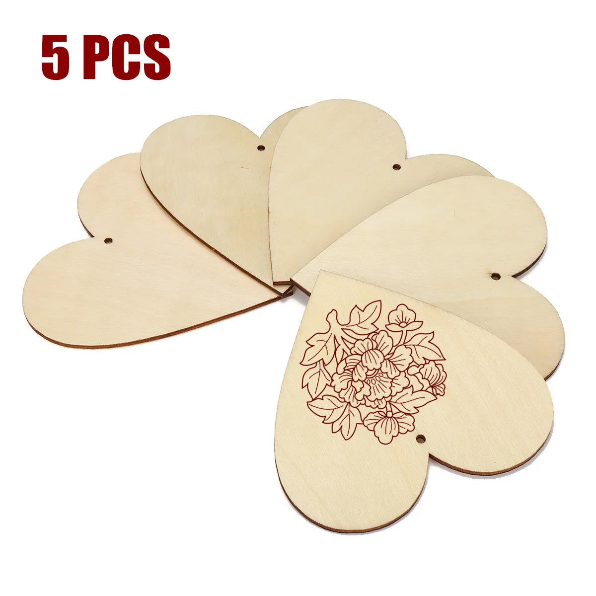 

5Pcs Heart Wooden Board for Laser Engraver DIY Logo Mark Printer Craft Gift Wedding Home Decoration