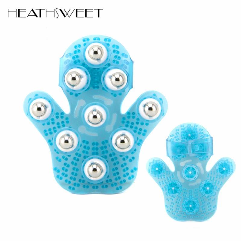 Healthsweet Палм формы целлюлит тела Массажная перчатка массажер с 9 360Degree Roller