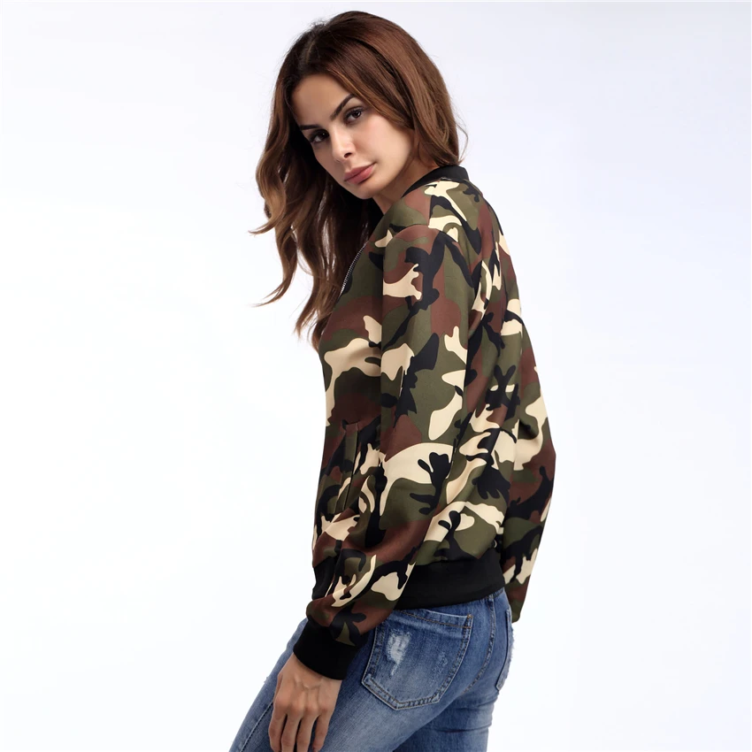 2018 Green Gray Feminina Base Manteau Jaqueta Camouflage D'hiver Femmes Mujer Vestes Bomber Feminino Chaquetas camouflage Casaco Zipper De Casual aUv5twxq