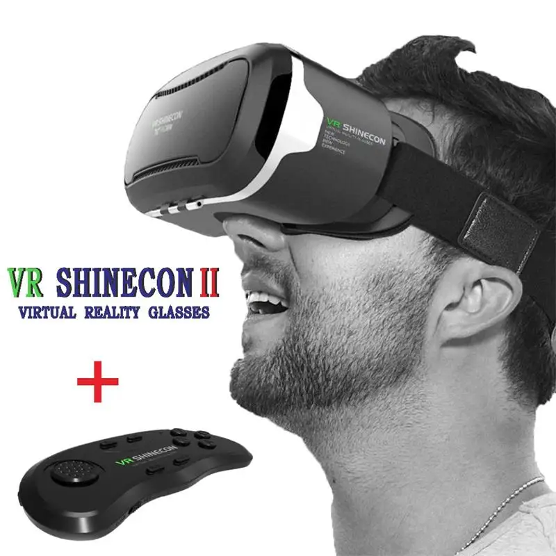 2017 Google cardboard VR BOX VR shinecon ii 2.0 Pro Leather Virtual Reality 3D Glasses VR Headset movie + Original Control Game