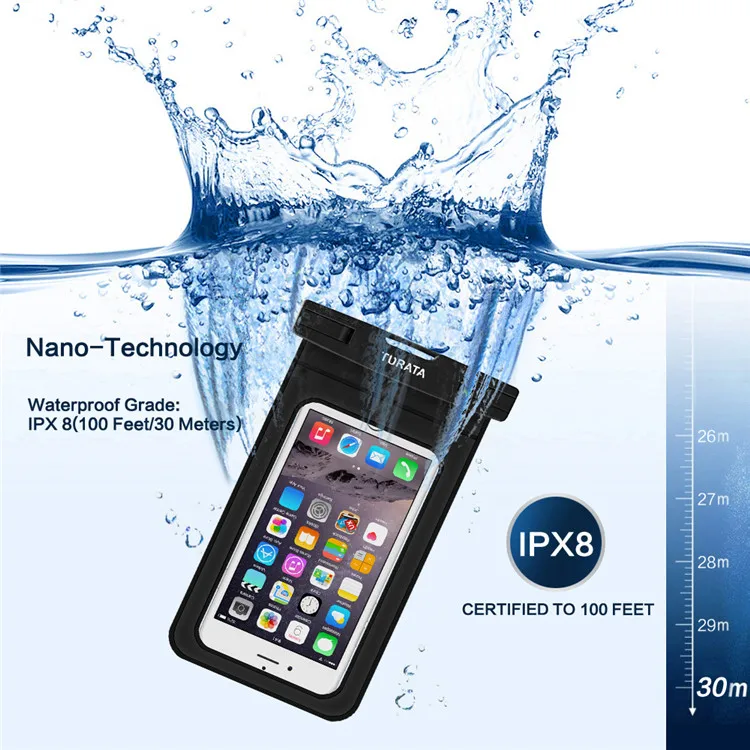 Turata IPX8 водонепроницаемый чехол для iPhone 4S 5 5S 6 6 S 7 Plus для samsung Galaxy S5 S6 S7 S8 Edge сумка для мобильного телефона до 6,0"