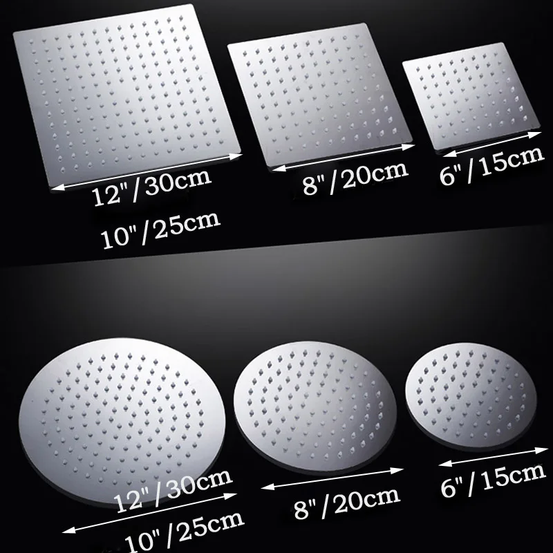 Хромированная ультратонкая насадка для душа Showe, аксессуары для душа 1" 12" 1", квадратная хромированная отделка, одиночная насадка для ванной, душевая головка