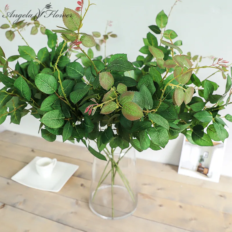 

New 88cm artificial green plant 2 branch rose leaf DIY wedding hotel living room Christmas decor ornaments silk rose peony leaf
