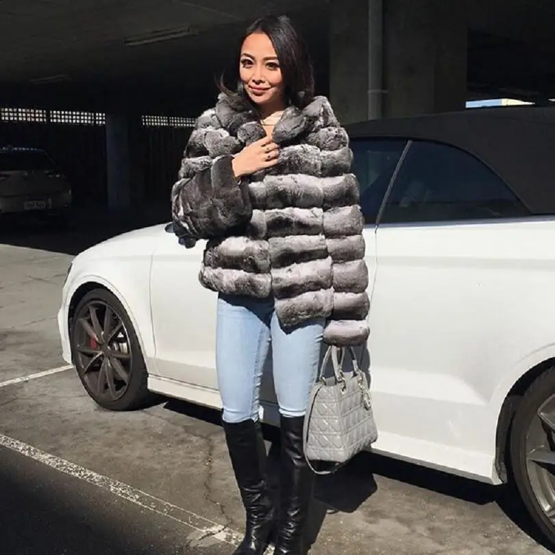 

2018new women's natural rex rabbit fur jacket real rabbit fur short large collar jacket winter warm fashion casual