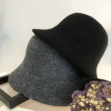 Новая модная женская шерстяная зимняя шапка, одноцветная, индивидуальная черная шерстяная шапка, Женская шерстяная шапка