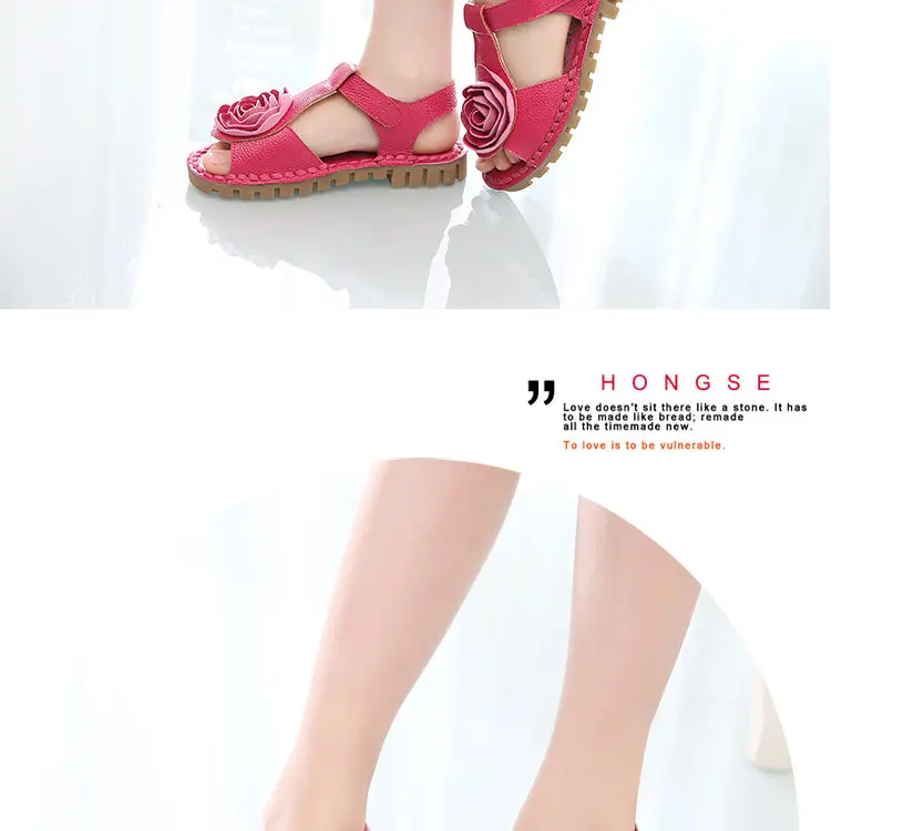 Первый слой кожаных сандалий; корейские сандалии с цветочным узором для девочек; сандалии с мягкой подошвой; Новинка года; сезон лето