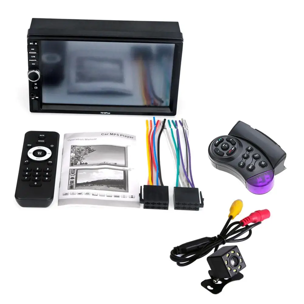 

7 Inch Universal Car Stereo Auto Radio Multimedia Player HD Bluetooth MP5 Media Player TF FM Aux Input Rear View Reverse Camera