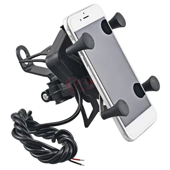 

360 Degrees Rotation Black Motorcycle 3.5-6 inch Cell Phone GPS Mobile Phone Mount Holder & USB Charger