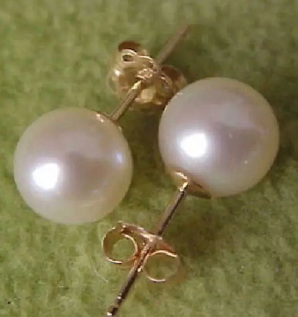 handmade lovely bead a pair of 10-11mm south seas white pearl earrings14K | Украшения и аксессуары