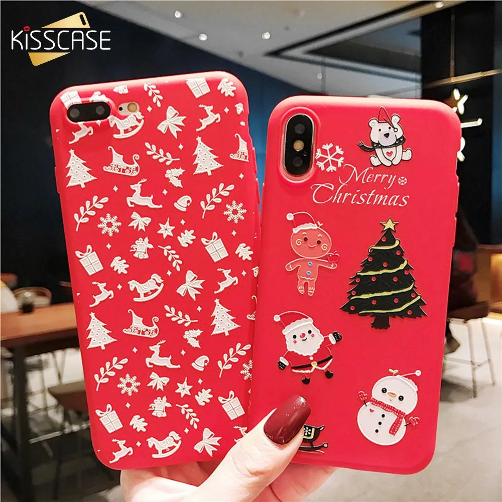Kisscase Рождество чехол для iPhone X Xr Xs макс сократить Новый год 7 8 Plus 6s 6 5S 5 SE ТПУ Мягкая