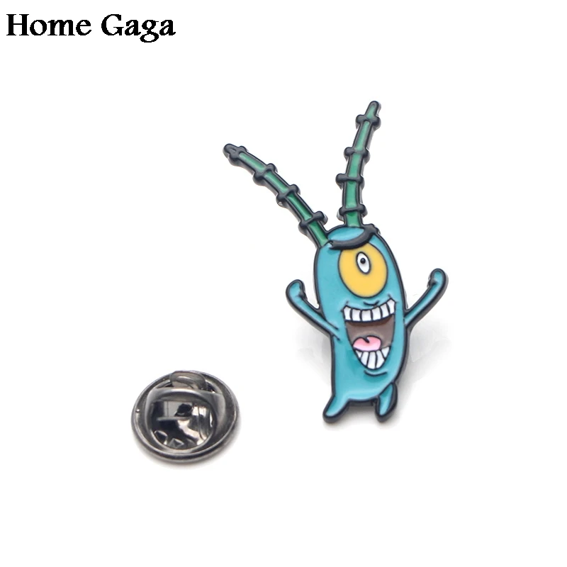 Homegaga планктон Шелдон цинк галстук мультфильм забавные булавки рюкзак одежда броши для мужчин и женщин шляпа Декоративные значки медали D1696