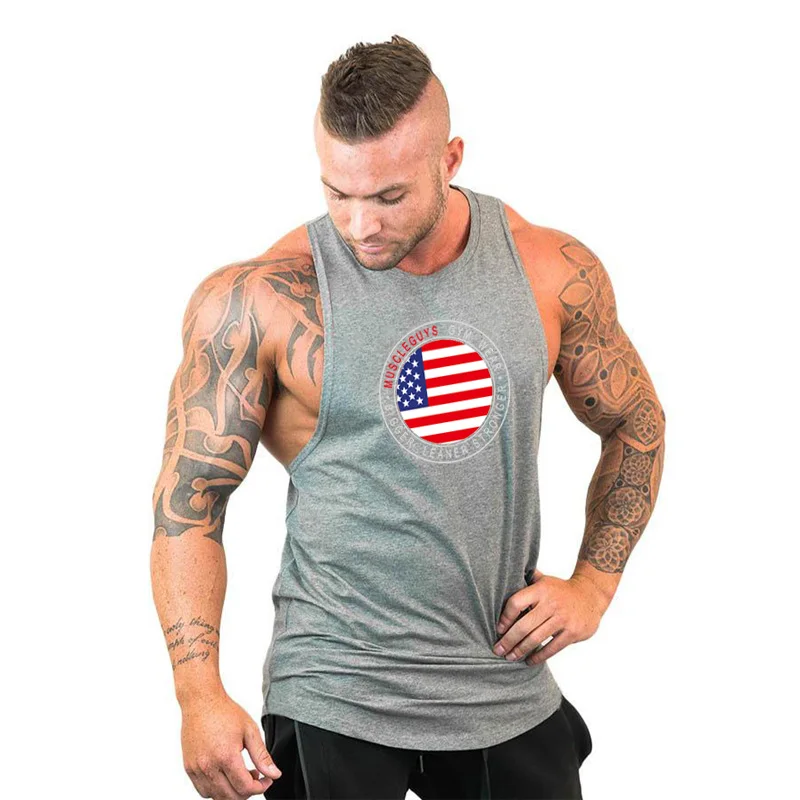 Muscleguys, спортивная одежда, бодибилдинг, Стрингер, майка, Мужская майка без рукавов, майка для фитнеса - Цвет: gray199