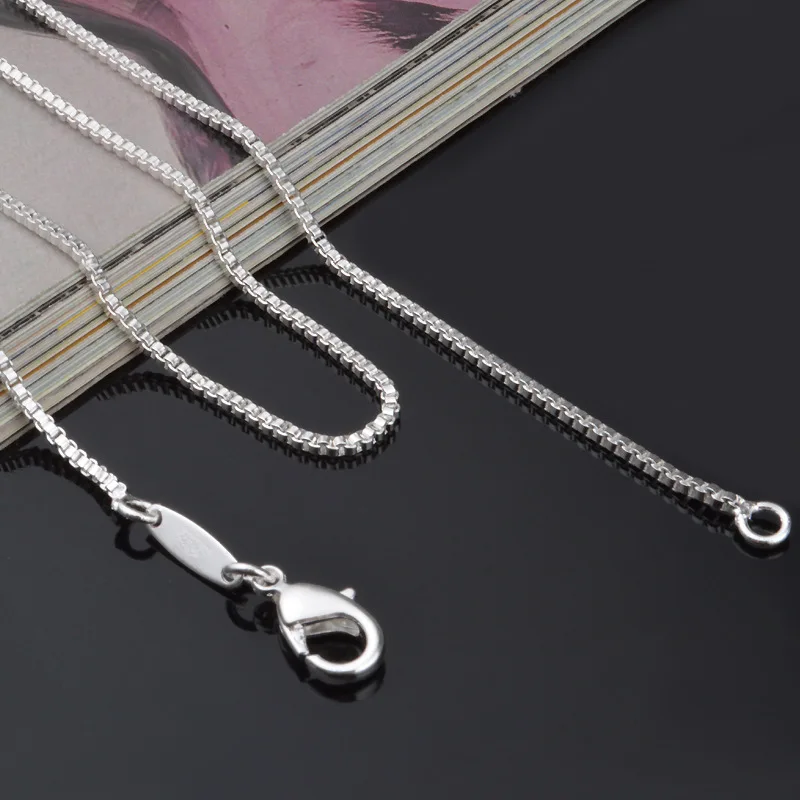 Silver Plated Beads Box Chain Necklace Pendant Choker Women Charm Jewelry Gift 