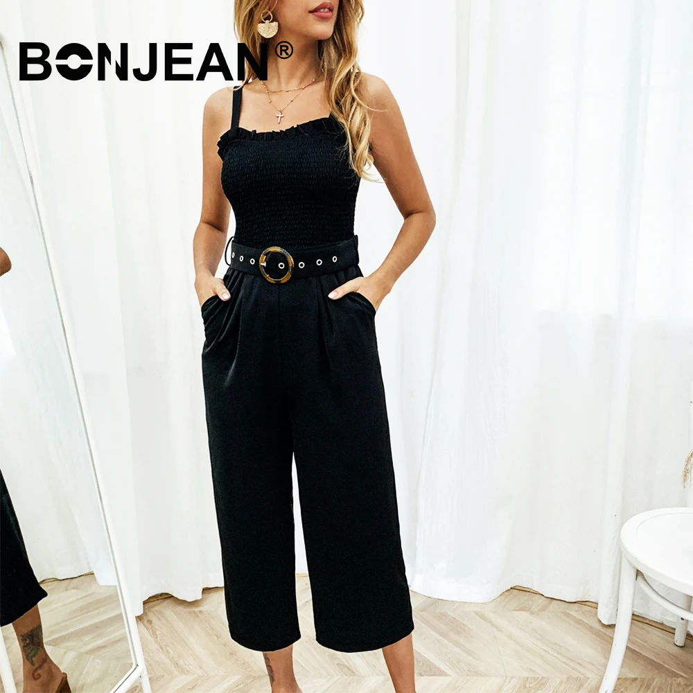 

Black Jumpsuit Summer Overalls Combinaison Pantalon Femme Green Backless Rompers Womens Jumpsuit Elegant Ladies Playsuits Z052