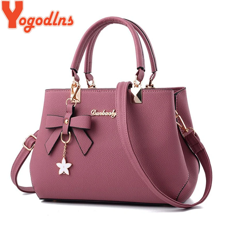 Yogodlns nuevo 2019 elegante bolso de hombro de diseñador de mujer bolsos de lujo Bolsos De Mujer Plum Bow dulce bandolera