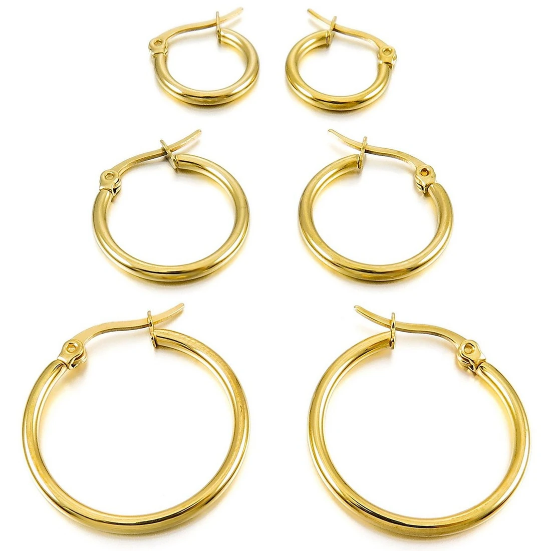 3 pairs 15mm 20mm 25mm Stainless Steel Hoop Earrings Hoop Earring for