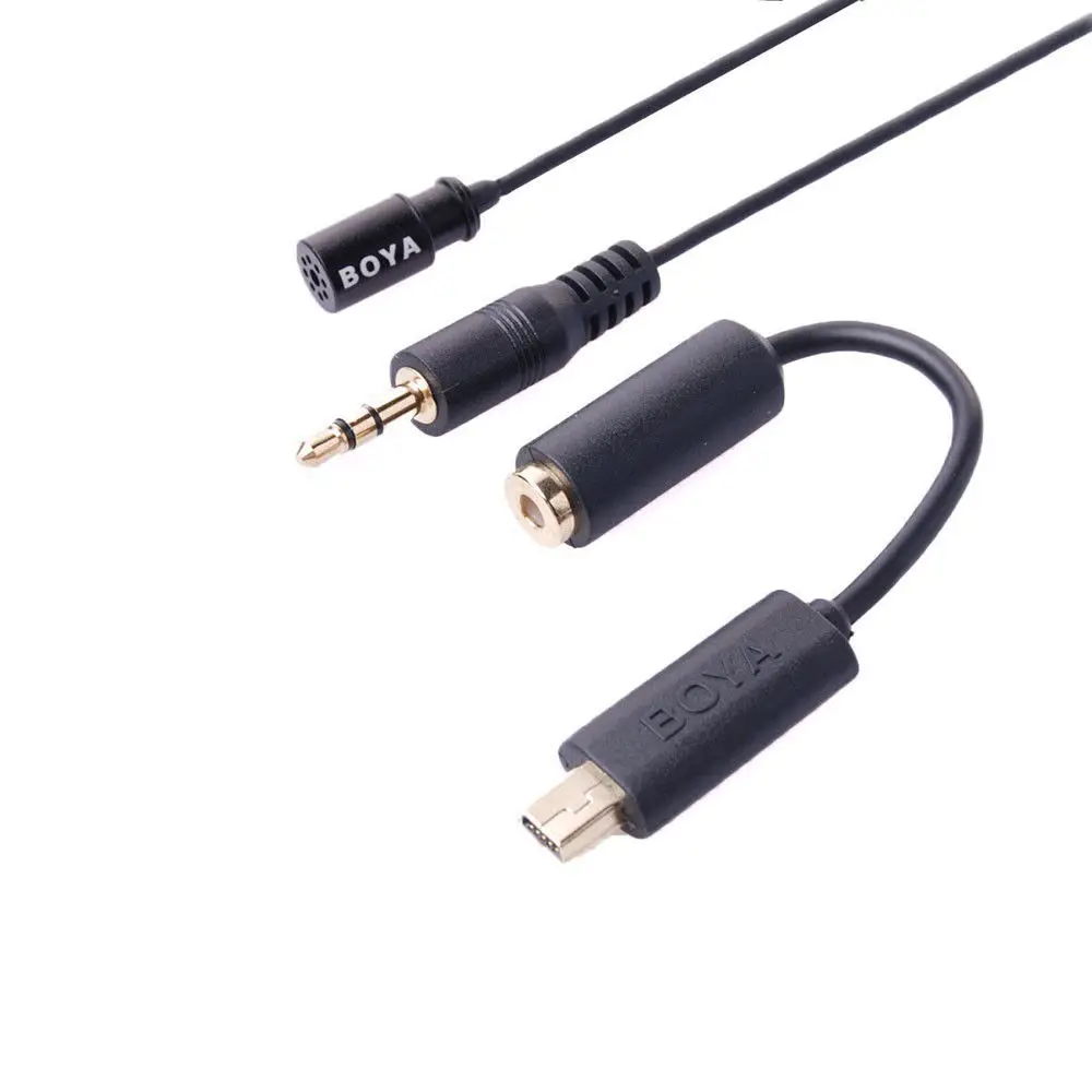 

Boya BY-LM20 Lavalier Condenser Microphone Clip Mic USB for HERO4 /3+ /3 with Omni-directional Polar pattern 3.5mm&Mini USB plug