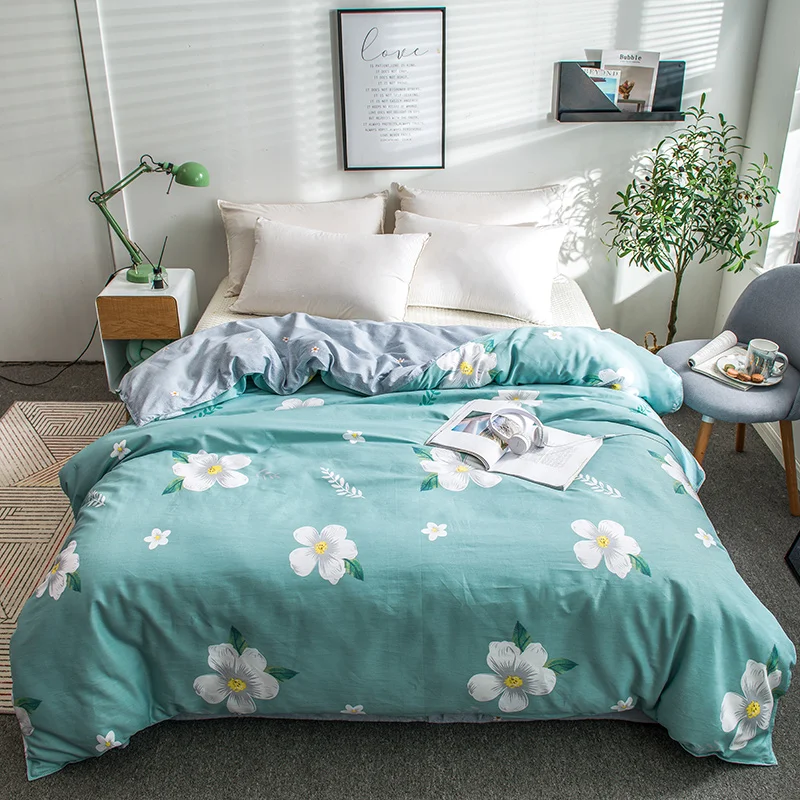 

Light Green Print FUll Queen King Size Duvet Cover Cotton Soft Fiber Reactive Prints Quilt Cover Only 200X230CM 220x240cm Size