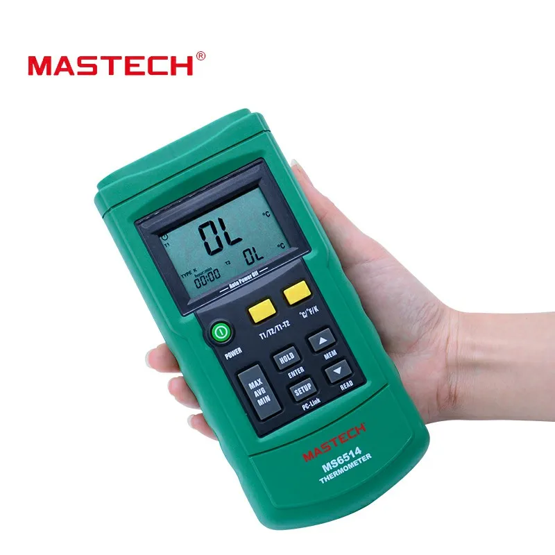 MasTech MS6514 цифровой термометр двухканальный Регистратор температуры тестер USB интерфейс 1000 наборы данных KJTERSN термопары