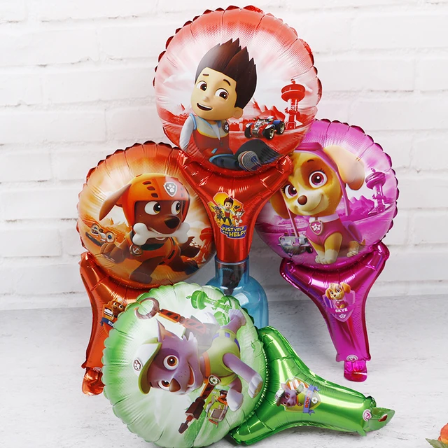 5pcs Paw Patrol party balloons Authorized paw patrol birthday party supplies stick foil balloon Chase Marshall globos balloon