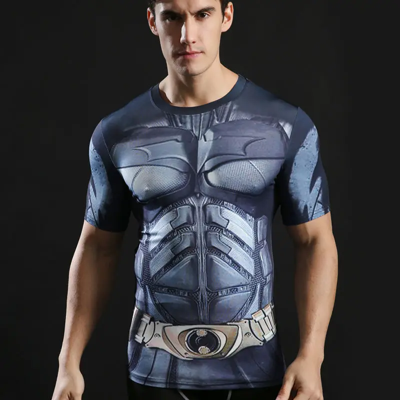 Футболка pour hommes Compression Haut gym super heros Мстители Marvel Muscle|Футболки| |
