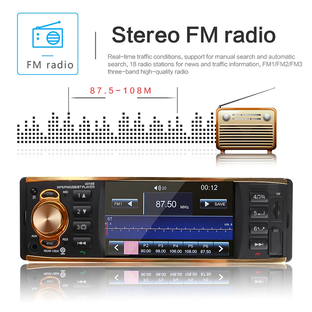 Мультимедийный MP5 плеер с поддержкой HD 1DIN Bluetooth TF FM AUX|Автомобильные