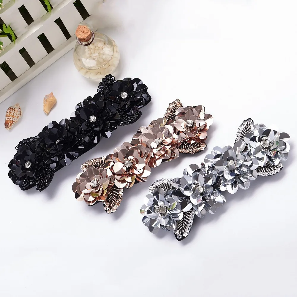 High Elastic Flower Waist Belt Ladies Glittering Floral Summer Dress