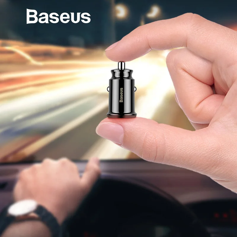 Baseus شاحن سيارة USB صغير للجوال هاتف لوحي GPS 3.1A سريع شاحن شاحن سيارة ثنائي USB سيارة الهاتف محول ل شاحن سيارة