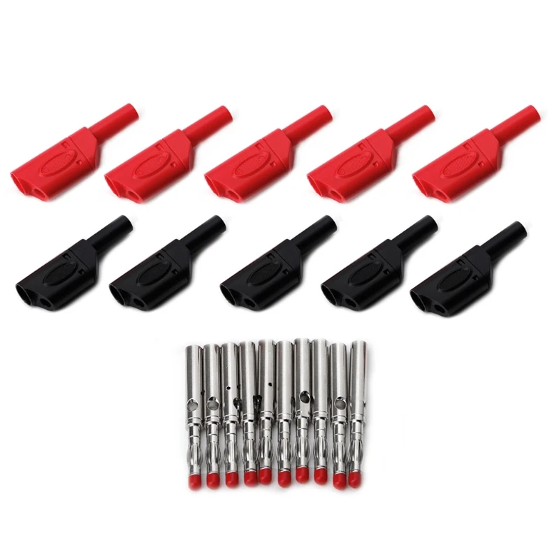 

NEW 10 Sets 4mm Male Retractable Sheath Stackable Banana Plug Wire Solder Connector H15