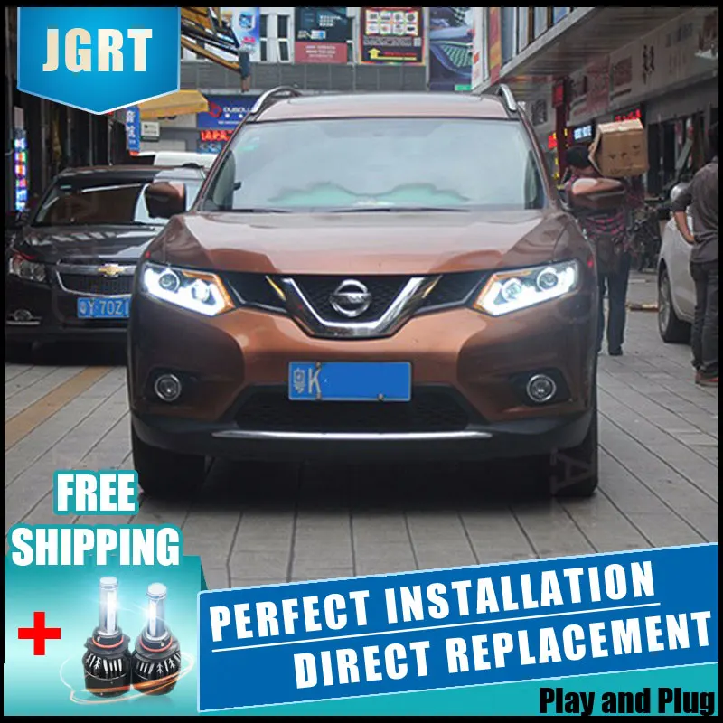  2PCS LED Headlights For Nissan X-Trai 2014-2015 Car Led Lights Double Xenon Lens Car Accessories Da - 32906892430