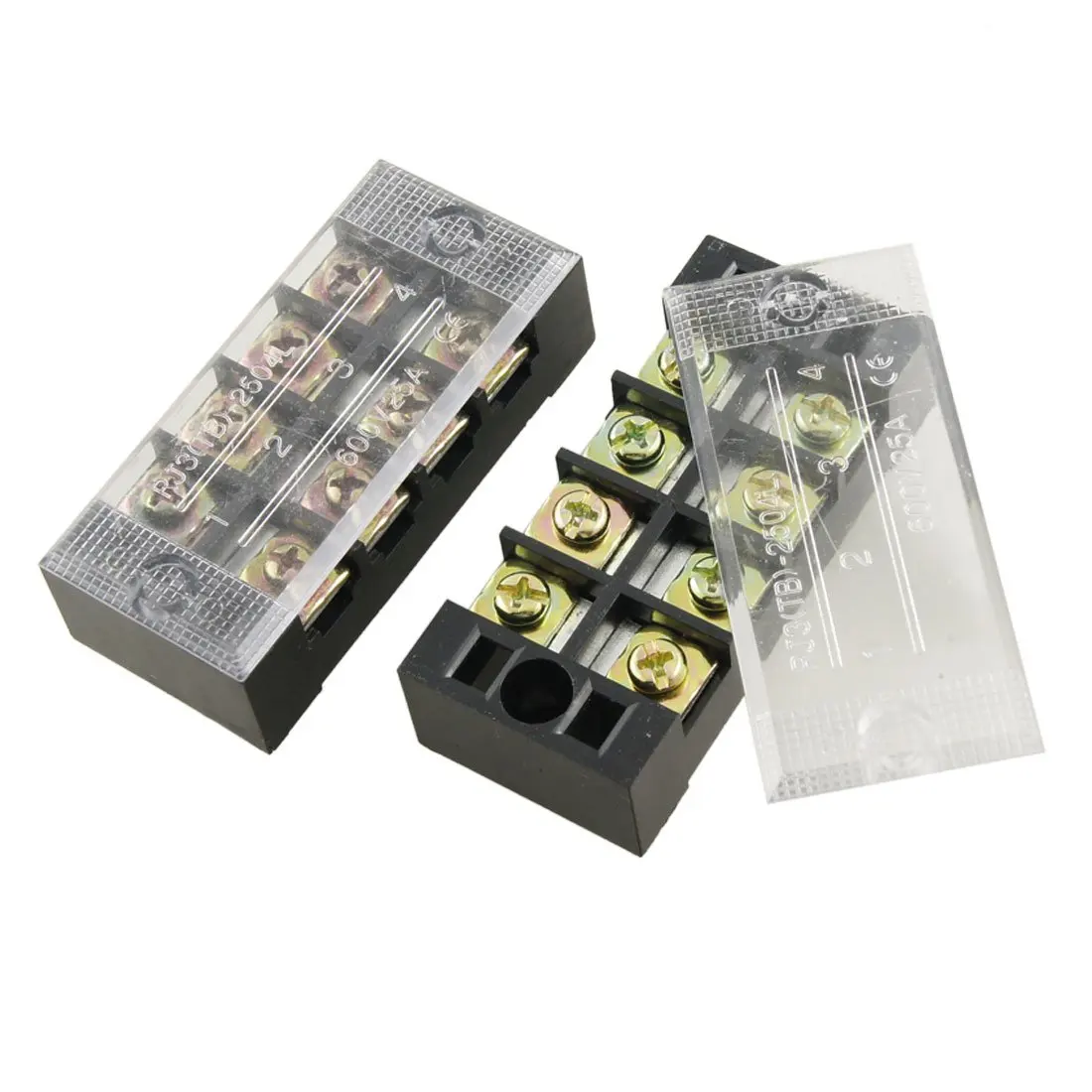 

KSOL New Style 2 Pcs 25A Plastic 4 Position Wire Connector Barrier Terminal Block