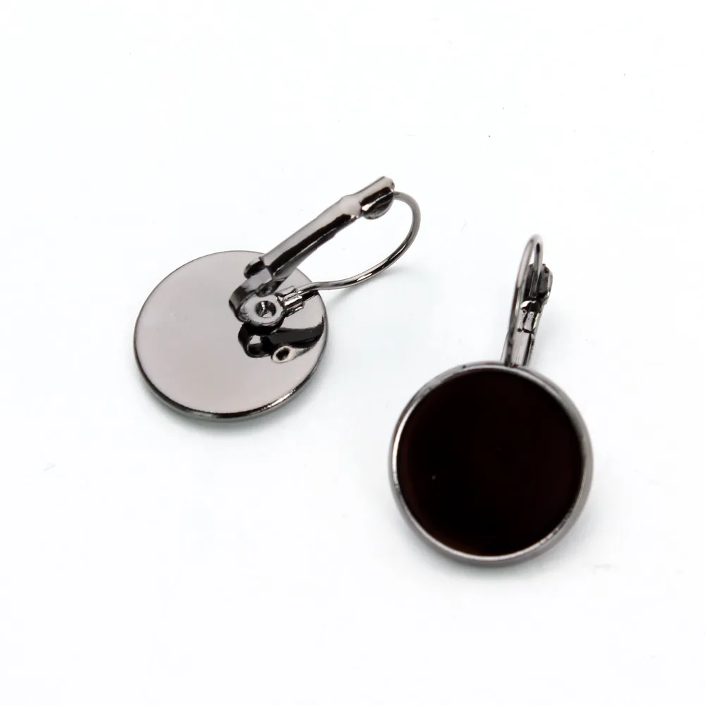 

Gun Black Stud Earring Base Blank Earring Metal Copper 6 Size Cabochon Earrings Setting Jewelry Making 10Pcs/lot F3326