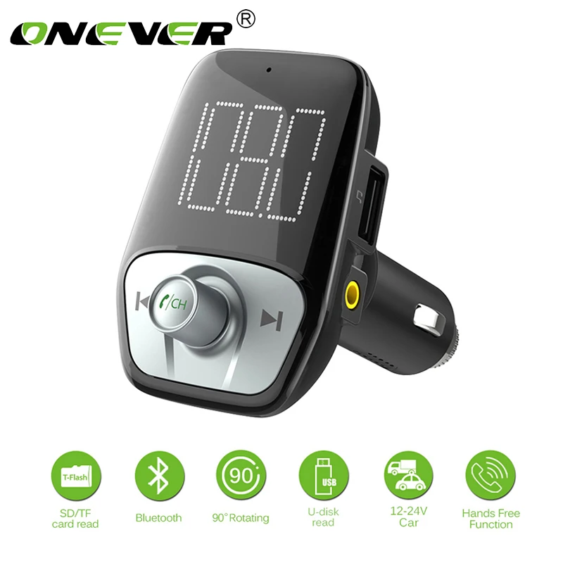 

Onever 5V 2.4A FM Transmitter AUX Modulator Bluetooth 4.2 Wireless Car Radio Adapter Handsfree Car Kit Charger TF USB MP3 Player