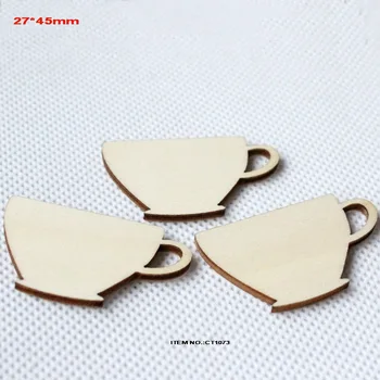 

(30pcs/lot) 45mm x 27mm blank wood coffee cup scrapbooking card making unfinished rustic wooden cup-CT1073