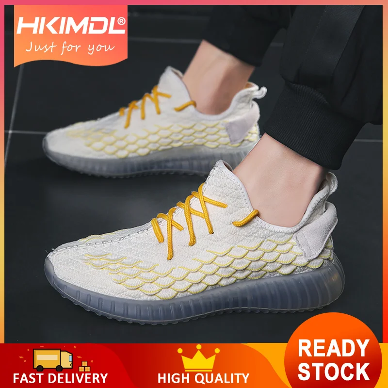 

HKIMDL NEW Men'S Summer Sneakers Casual Hard-Wearing Men'S Shoes Youth Black Yellow Orange Mesh Lace-Up Breathable Shoes