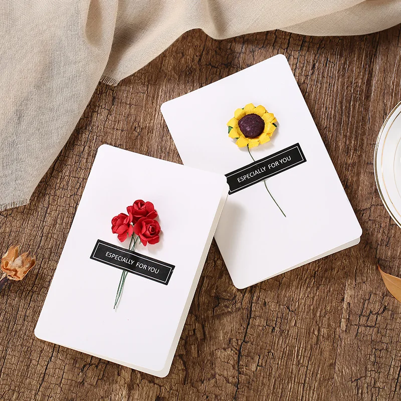 

Dried Flower Invitation Card Creative Handmade DIY Mother's Day Greeting Card Valentine's Day 520 Message Card Birthday Card