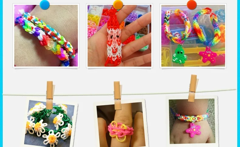 loom rubber bands bracelet rainbow rubber loom bands make woven bracelet DIY toys Christmas Gift for kids or hair