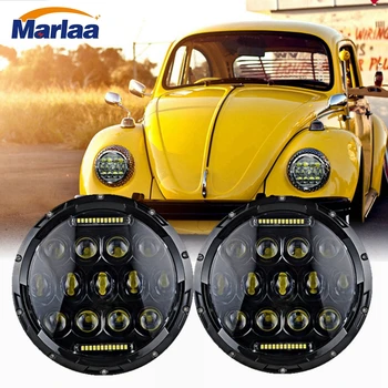 

Marlaa 2pcs 7inch LED Headlights 75w For Lada 4x4 urban Niva For Beetle Classic 1950 -1979 For Suzuki Samurai