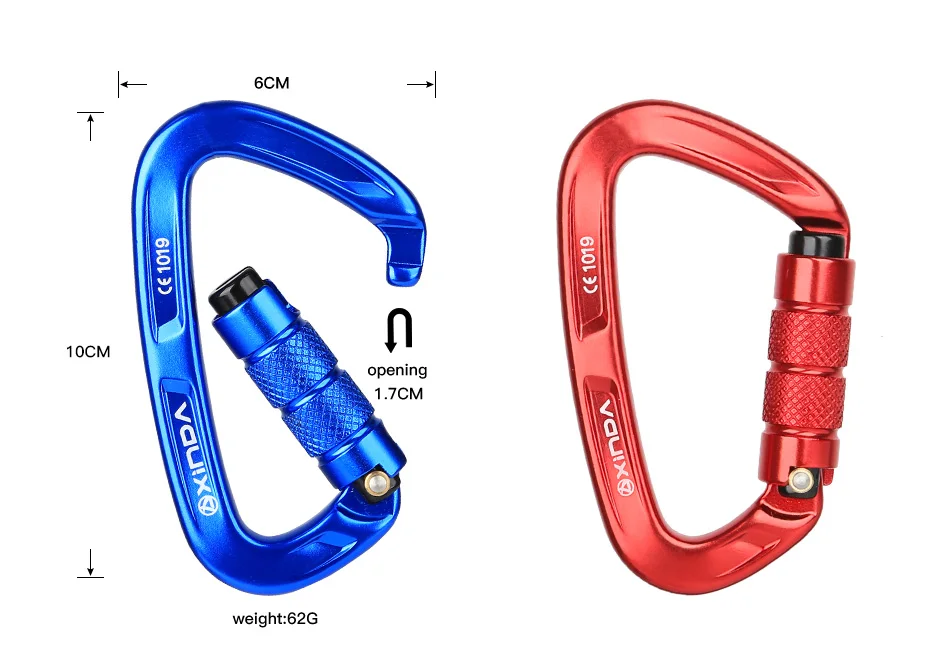 XINDA скалолазание карабин 25KN безопасность d-образная Пряжка автоматический замок Пружинные ворота алюминиевый карабин наружные комплекты