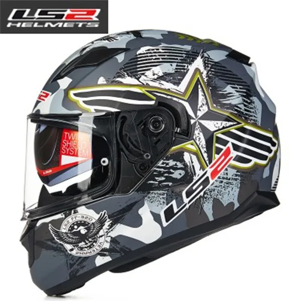 LS2 FF320 мотоциклетный шлем с внутренним солнцезащитным козырьком Полнолицевой шлем с двойными линзами гоночные шлемы DOT утвержден - Цвет: 21