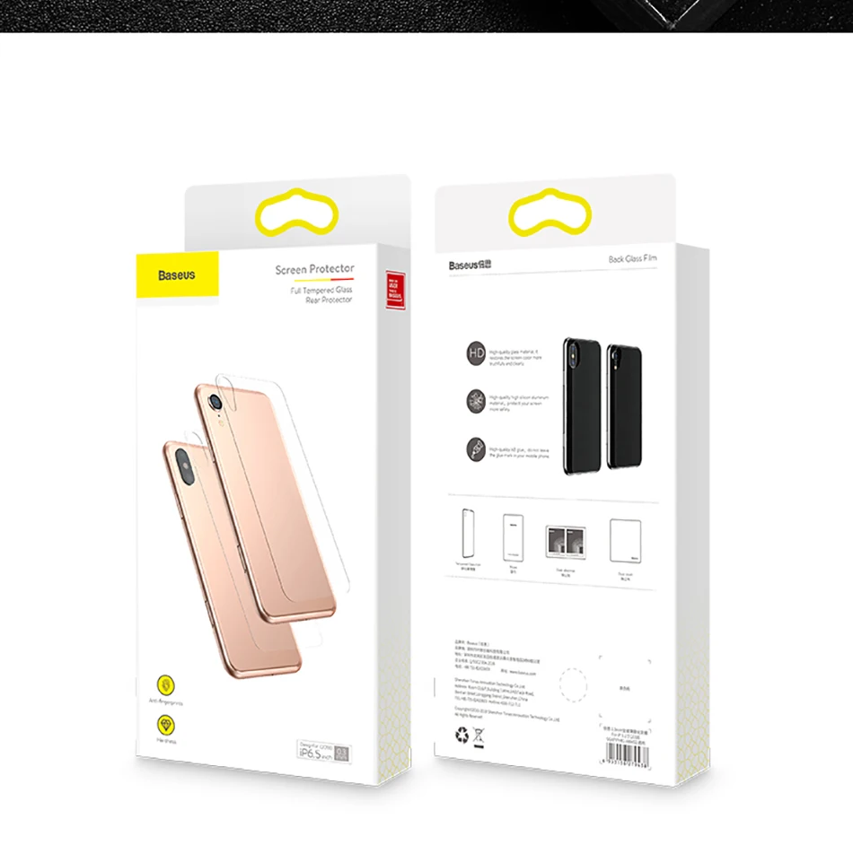 Baseus Transparent Back Screen Protector Tempered Glass For iPhone XS  Max