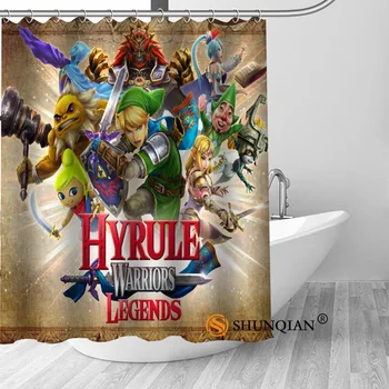 

ShunQian Custom Zelda Hot Sale Polyester Fabric High Defintion Printing Shower Curtain Waterproof With Hooks Bath Curtain Gift