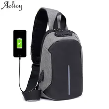 Aelicy Для мужчин сумки груди зарядка через usb с замком Crossbody сумки небольшой слинг одного плеча сумки дорожные груди пакет мужской