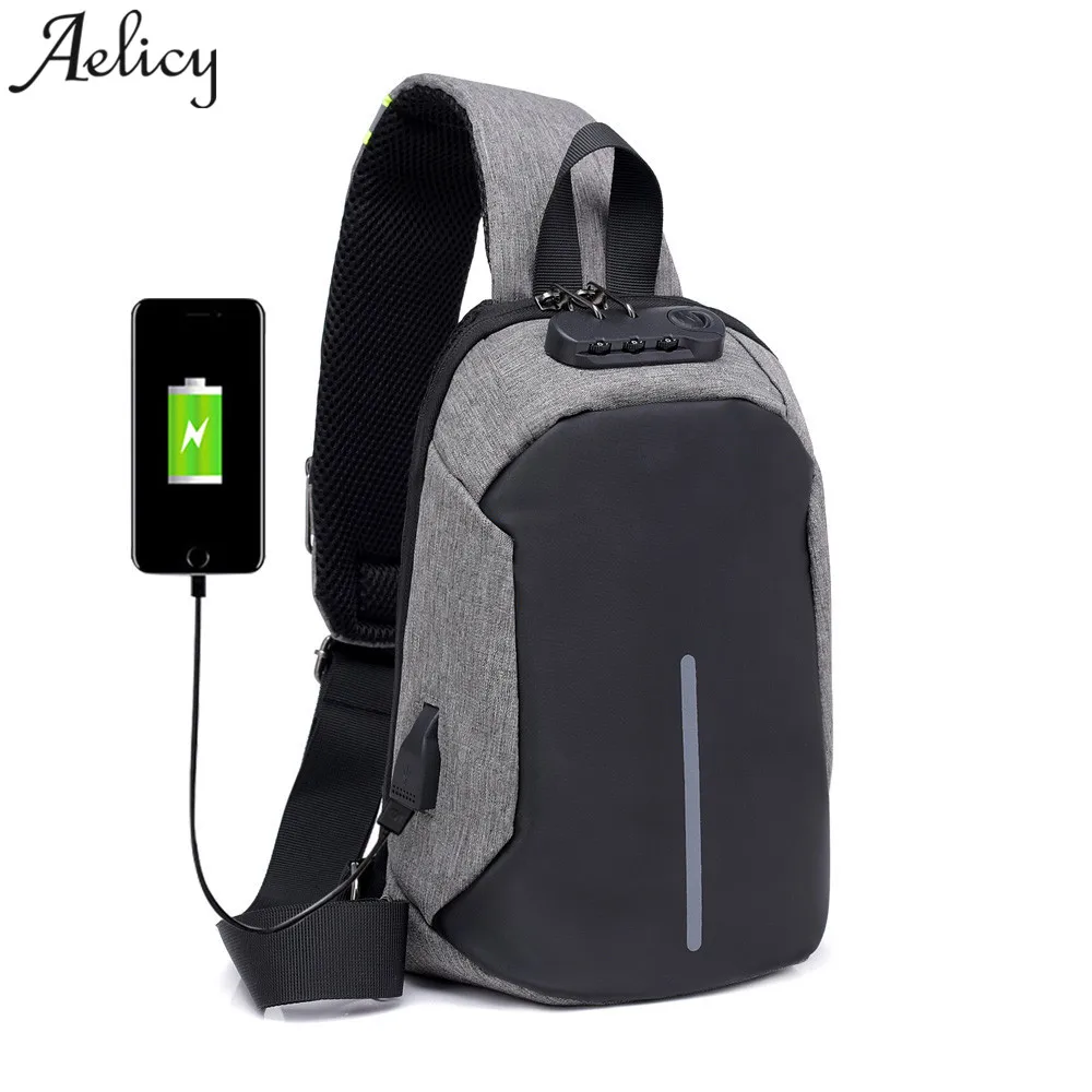 Aelicy Men Chest Bags USB Charging with Lock Crossbody Bags Small Sling ...