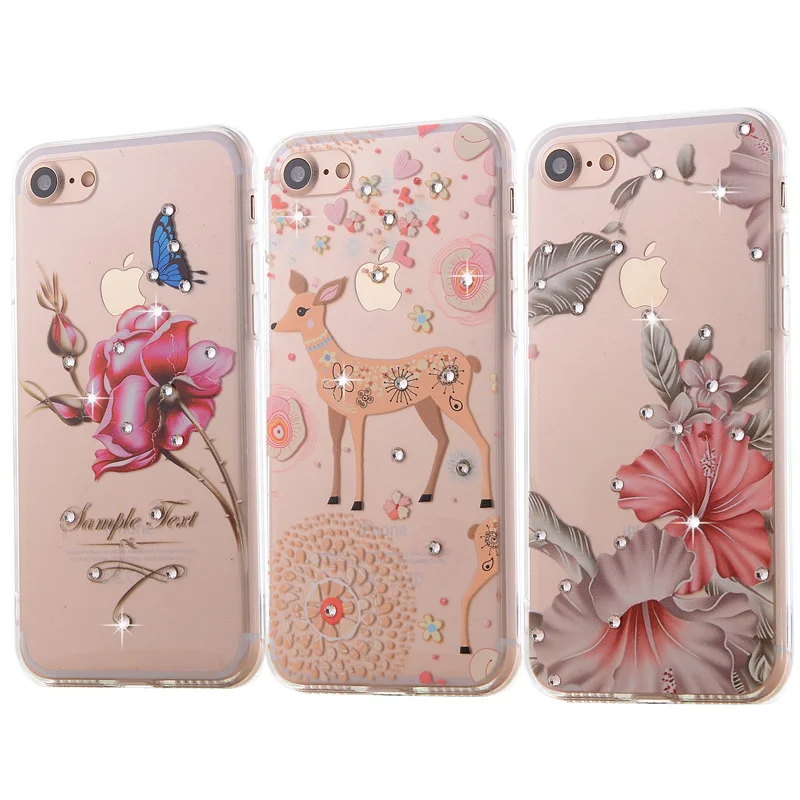 luxury fashion floral painted bling rhinestone for apple iphone 7 7plus for iphone 6 6s luxury fashion floral painted bling rhinestone for apple iphone 7 7plus for iphone 6 6s