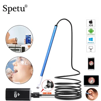 

Spetu 5.5mm Wireless WiFi Medical Endoscope Visual Ear Otoscope Camera Endoscope For Android PC IPhone IOS Ear Spoon Endoscope