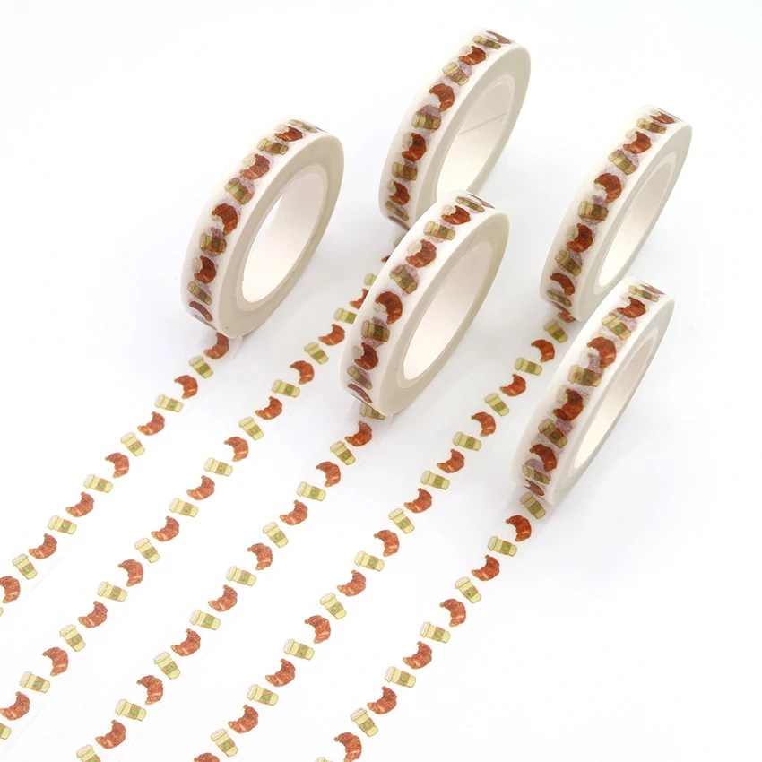 

1 PCS Creative Mini Croissant And Drink Washi Masking Tape Office Supply Tapes Japanese Washi Tape DIY Scrapbooking Sticker